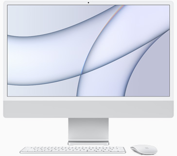 Vorderansicht des iMac in Silber