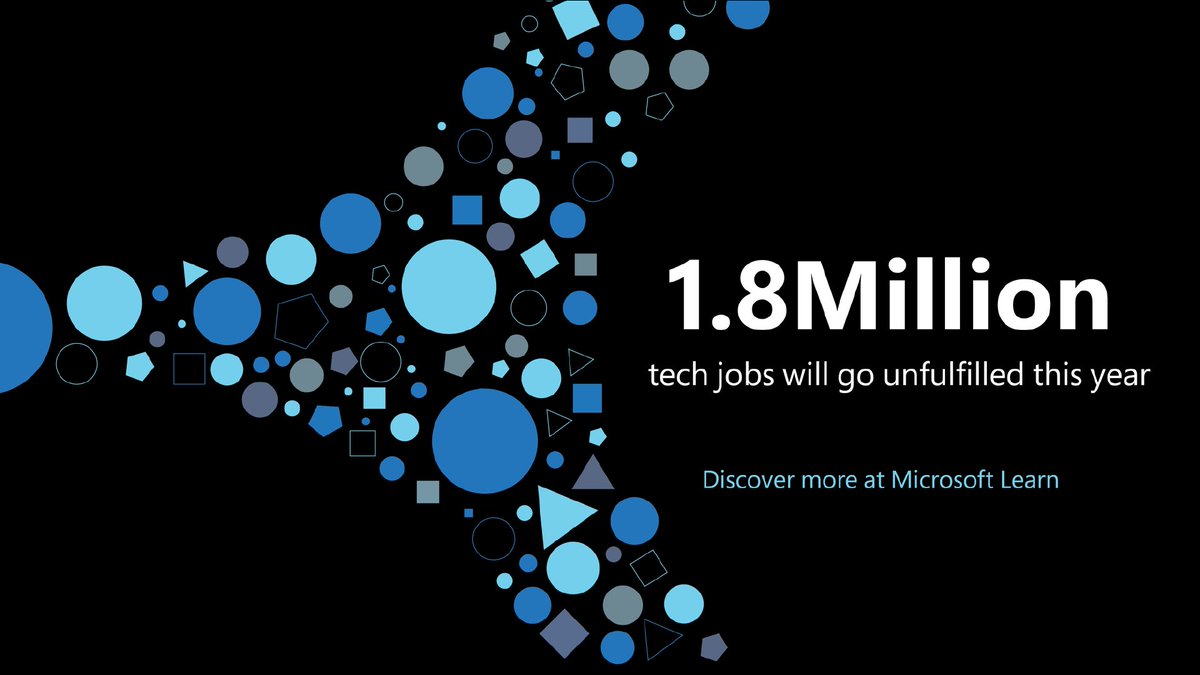 Text reads “1.8 million tech jobs will go unfulfilled this year. Discover more at Microsoft Learn.”