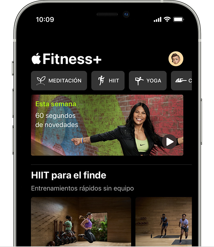 Tipos de entrenamientos en la app Fitness