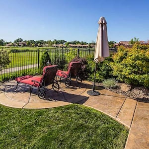 Patio overlooking green field