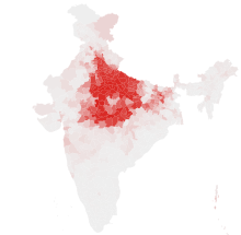 Hindi 2011 Indian Census by district.svg