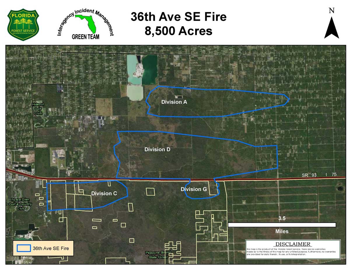 Map for the 36th Ave. SE Fire wildfire Naples Florida