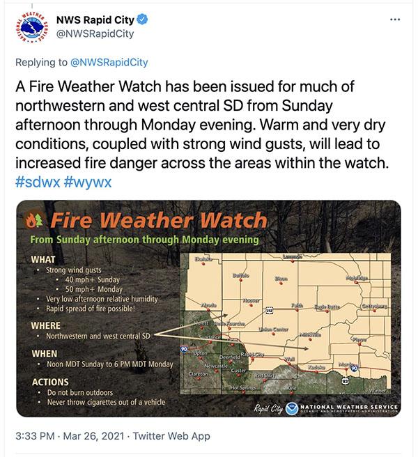 Weather forecast two days before the Schroeder Fire