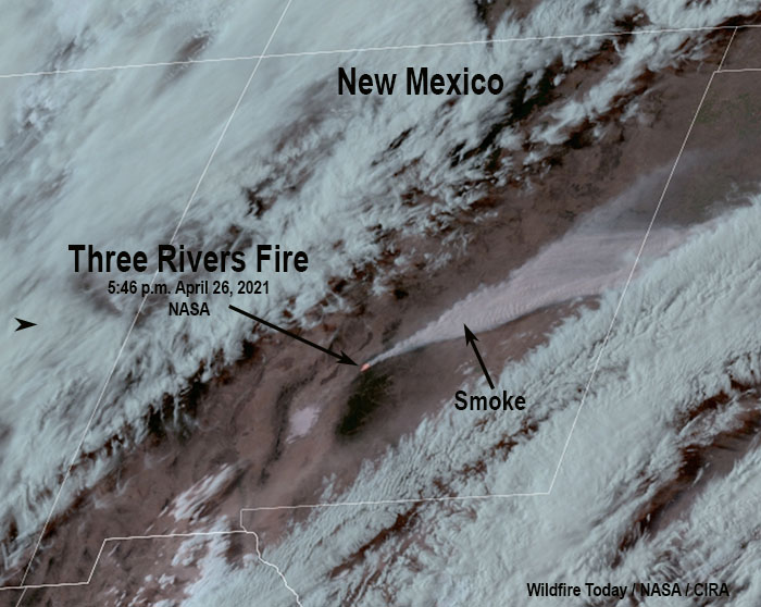 Three Rivers Fire, satellite photo map