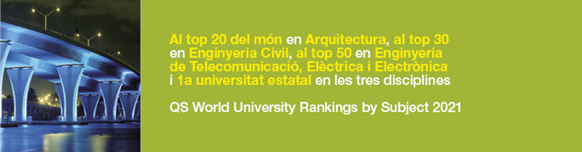 1a universitat estatal i entre les 25 millors del món en Enginyeria Civil, segons el QS World University Rankings by Subjects. 1a universitat estatal i entre les 30 millors del món en Arquitectura, segons el QS World University Rankings by Subjects.