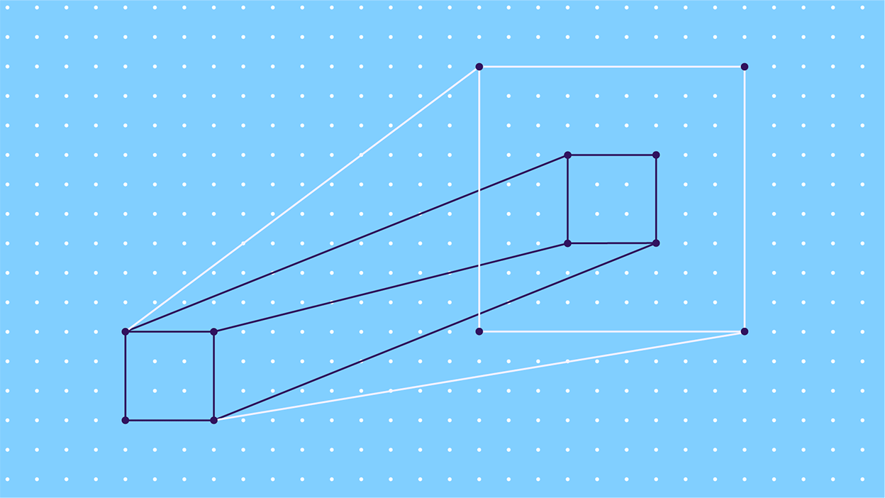 Rectangular boxes on a background of dots