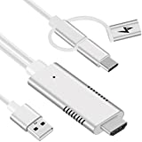 Smartphone to HDMI Adapter, Micro USB to HDMI, Suitable for Mobile Phones, Tablets & Computers to Connect TV Projectors & Monitors, Silver