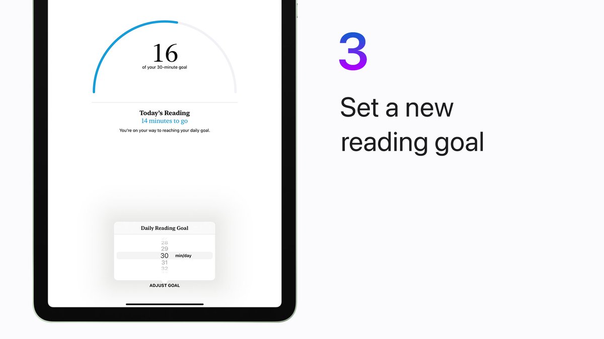 Step 3:
Scroll up or down in the popup window to set a new reading goal.