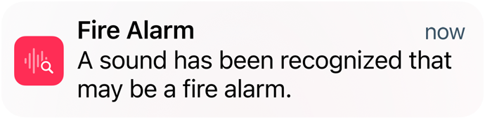 Melding Geluidsherkenning voor brandalarm op iPhone.