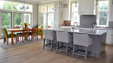 engineered hardwood flooring in beach house kitchen