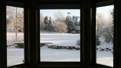 winter view from inside a house