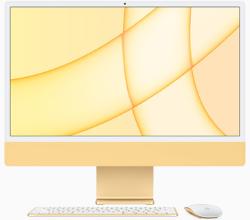 Vorderansicht des iMac in Gelb