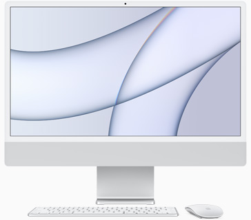 실버 색상 iMac 정면