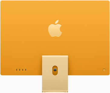 iMac dzeltenā krāsā, skats no aizmugures