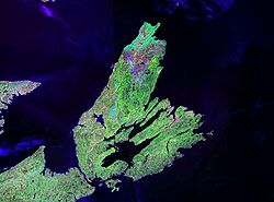 Nasa-Satellietbeeld van Kaap-Breton-eiland