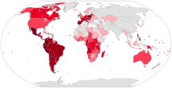 Distribution of Catholics around the world