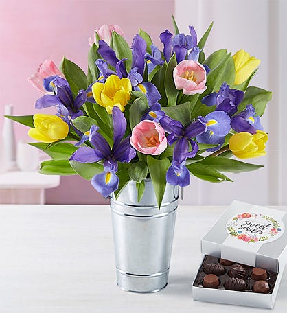 Fanciful Spring Tulip & Iris Bouquet