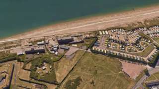 Eastney beach and car park on Fort Cumberland Rd (bottom right)