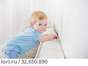 beautiful smile baby on white background. Стоковое фото, фотограф Майя Крученкова / Фотобанк Лори