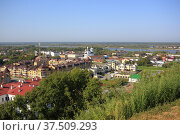 View of the city of Tobolsk and the Irtysh river from the Kremlin wall. Редакционное фото, фотограф Александр Карпенко / Фотобанк Лори