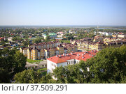 View of the city of Tobolsk and the Irtysh river from the Kremlin wall. Редакционное фото, фотограф Александр Карпенко / Фотобанк Лори