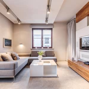 Drop ceiling in a large living room