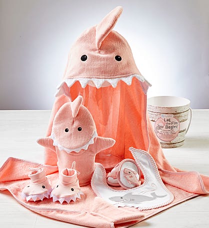 Let the Fin Begin Pink Shark Bath time Gift Set