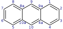 Skeletal formula and numbering system of anthracene