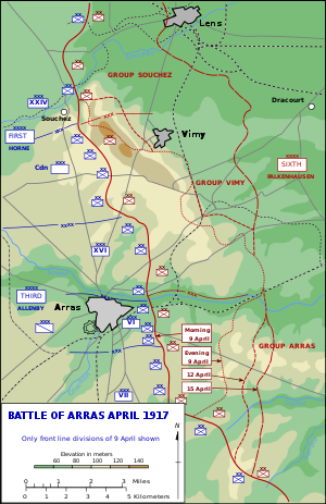 Map of Arras and Vimy Ridge 1917.svg