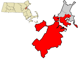 Suffolk County Massachusetts incorporated and unincorporated areas Boston highlighted.svg