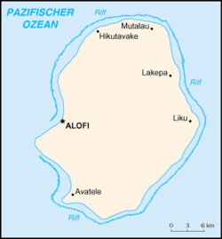 The location of Niue in the West Pacific