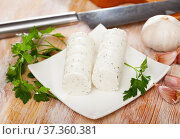 Goat cheese with herbs and garlic, french cuisine. Стоковое фото, фотограф Яков Филимонов / Фотобанк Лори