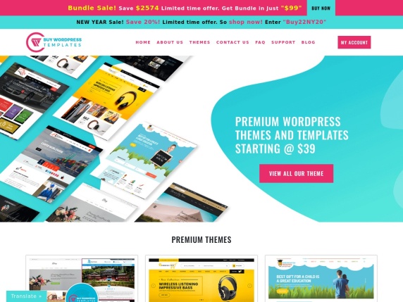 صفحة Buy WP Templates الرئيسية