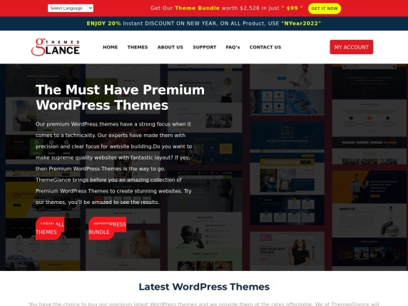 صفحة Themes Glance الرئيسية