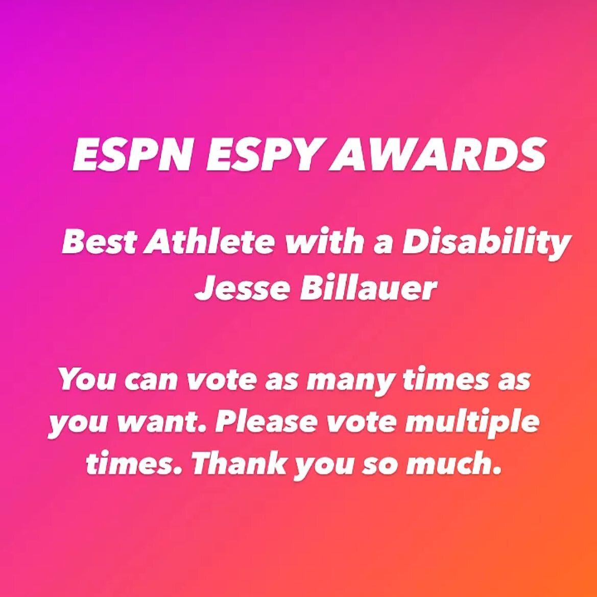 You can vote as many times as you want. Please vote multiple times. Thank you so much 🙏🏻 Link is in my bio above. #ESPYAwards