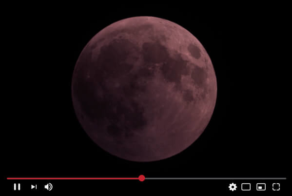 Screenshot of live streamed lunar eclipse on Youtube.