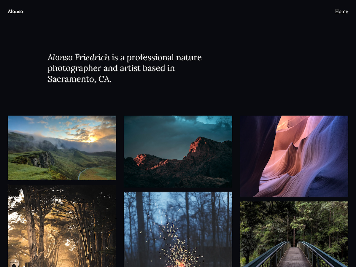 Alonso is a minimalist, image-centric WordPress theme, designed for single-page websites.