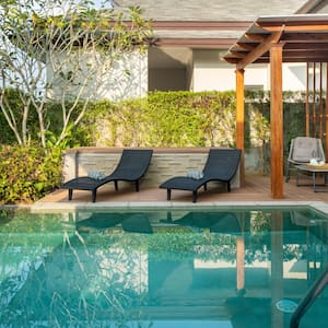 A swimming pool in tropical garden