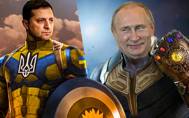 Selenskyj und Putin als Marvel-Figuren