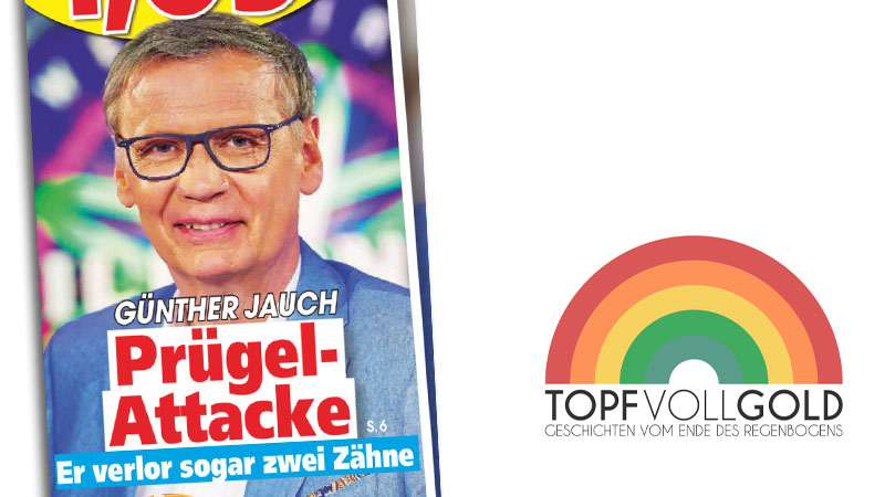 Schlagzeile einer Klatschzeitschrift: "Günther Jauch - Prügel-Attacke - Er verlor sogar zwei Zähne"