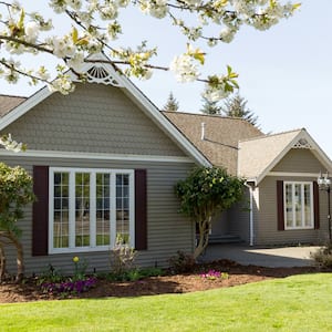 A bungalow house on a spring day