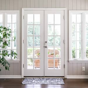  An open living room with french doors