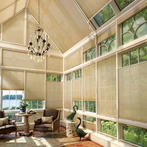 sunroom with Duette Architella Honeycomb Shades by Decorview