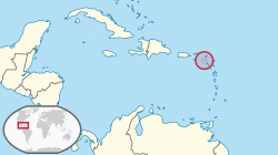 Location of Saba (circled in red) in the Caribbean