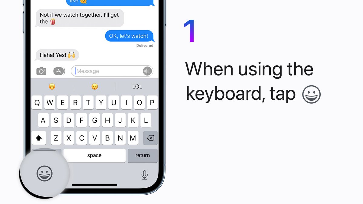 Step 1:
When using the keyboard in any supported app, tap the Emoji button to bring up the emoji keyboard.
