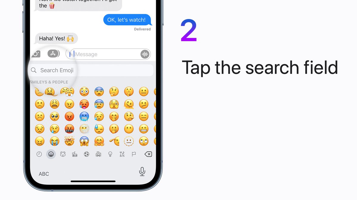 Step 2:
Tap the search field in the emoji keyboard.
