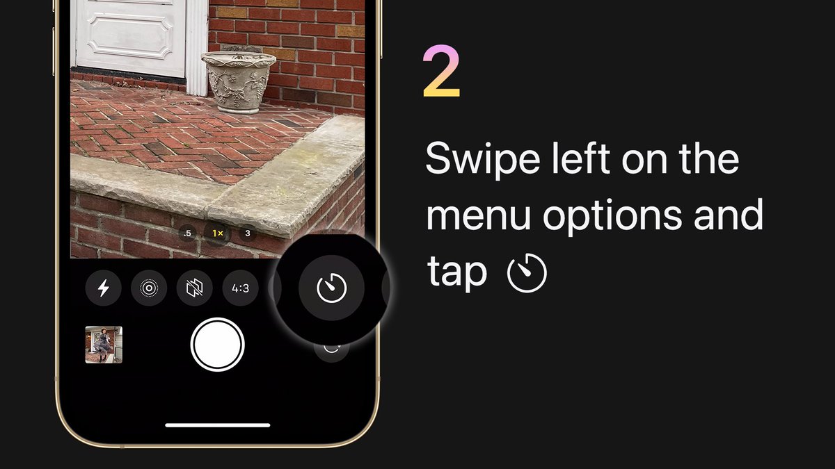 Step 2:
Swipe the menu options left and tap the Timer.
