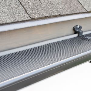 closeup of mesh covers to rain gutters