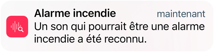 Sound Recognition alert for a Fire Alarm on iPhone.