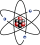 Stylised atom with three Bohr model orbits and stylised nucleus.svg